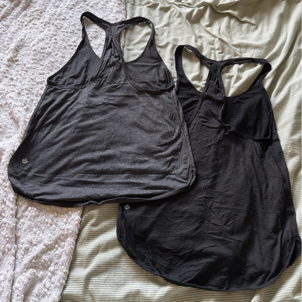 lululemon athletica Charcoal and Black Tank Tops - Size 6